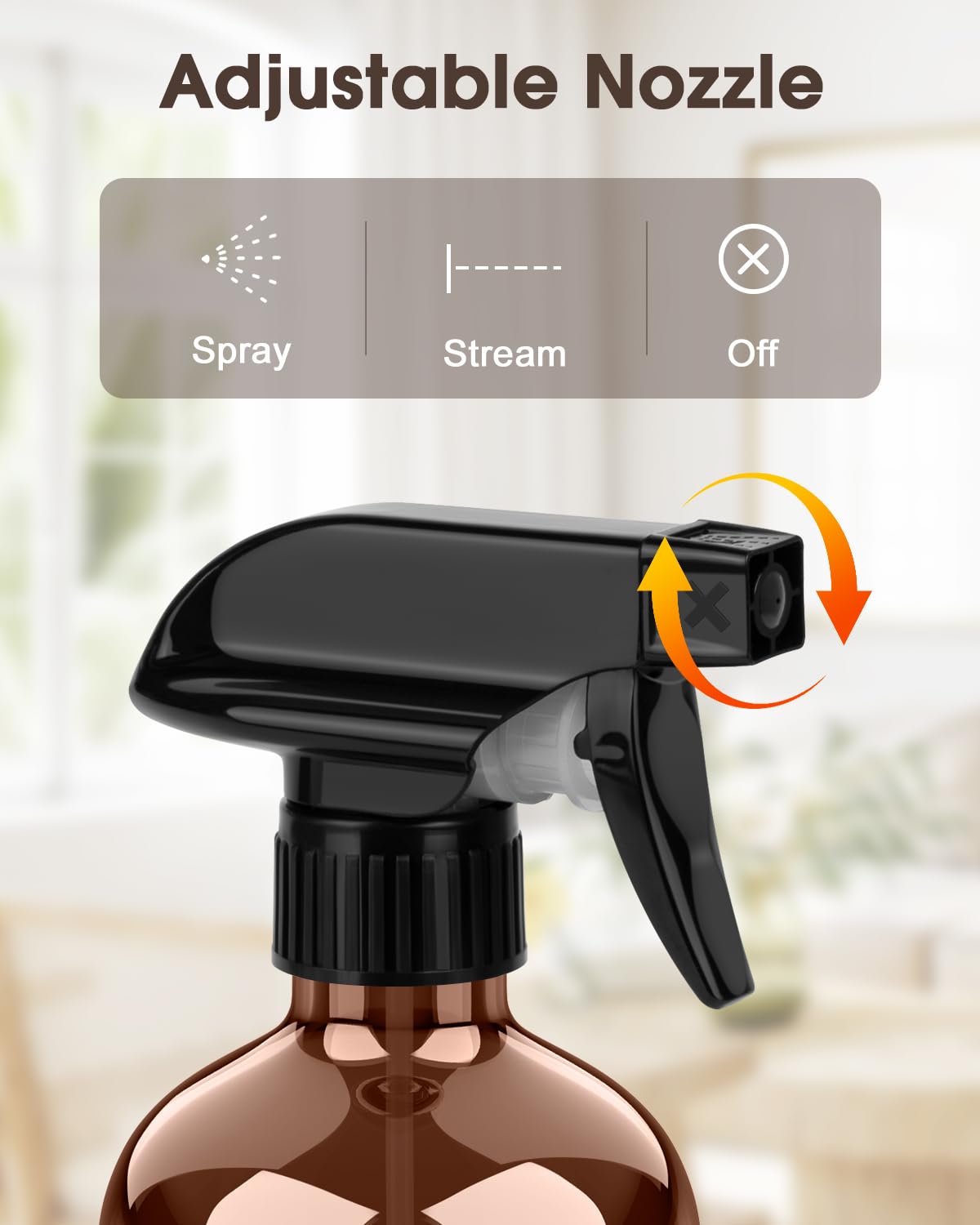 Bontip Glass Spray Bottle with Silicone Sleeve Protection, Amber Glass Spray Bottle Set for Window Cleaner Aromatherapy Facial Hydration Watering Flowers Hair Care 2 Pack/16 oz (White & Orange, 16 oz)