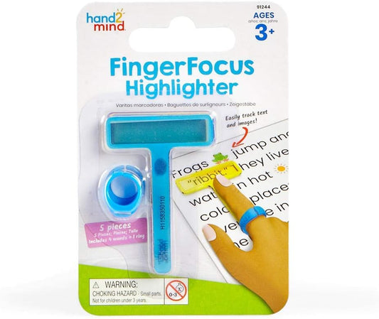 hand2mind FingerFocus Highlighter, Guided Reading Strips, Reading Pointers for Kids, Dyslexia Tools for Kids, ADHD Tools, Special Education School Supplies, Teacher Classroom Must Haves (1 Pack)