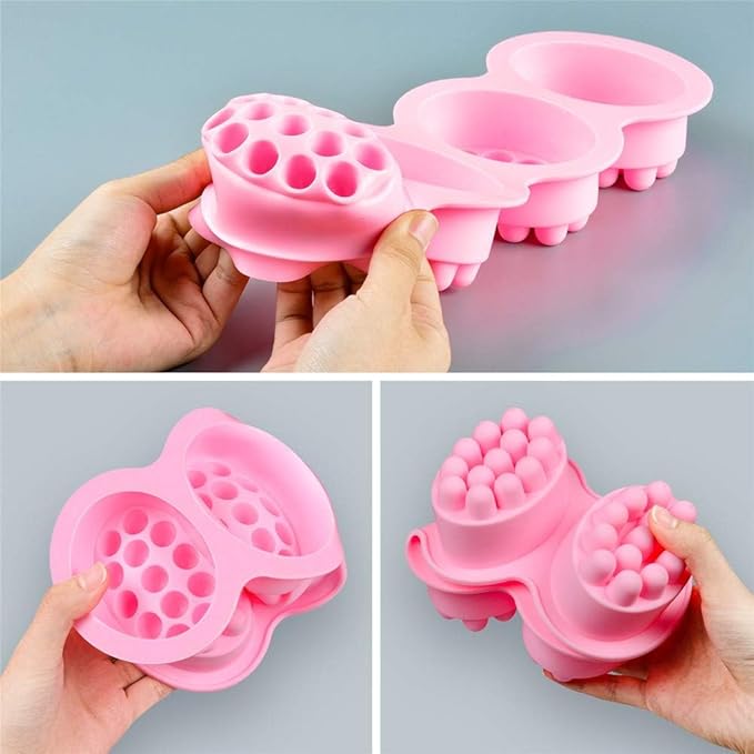 2 Pcs Massage Mold, SJ 4 Cavity Silicone Massage Bar Soap Mold, Food Grade Silicone Mold, BPA Free Soap Making Trays, Pink