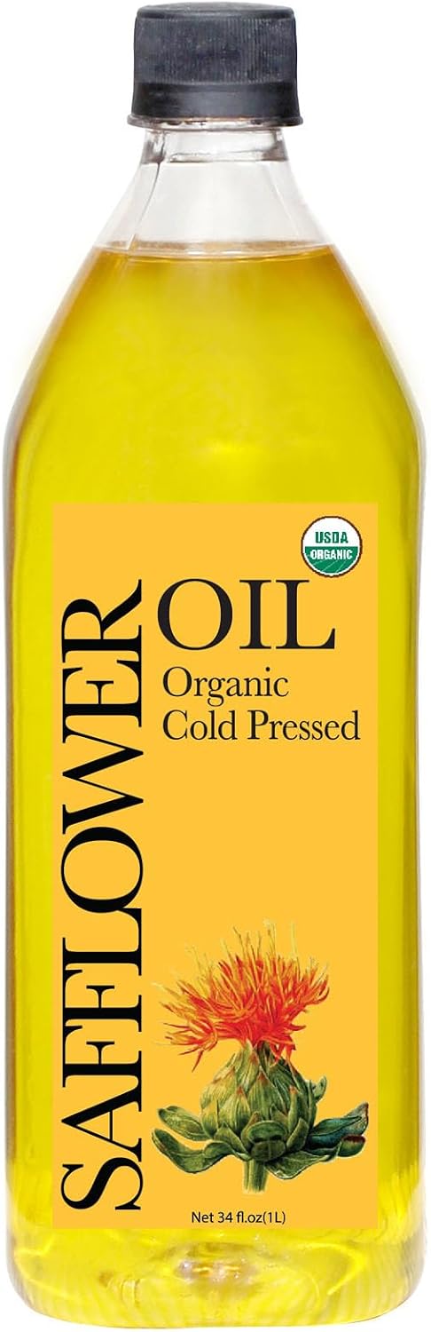 Daana Safflower Oil: Certified USDA Organic, Extra Virgin, Cold Pressed, High Oleic (34 Fl oz)