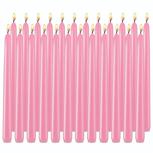 10 inch Cone-Shaped Candle, Set of 24 Smoke-Free, drip Free Wax, Long Burning, Used for Home Decoration, Churches, Celebrations, Parties (Pink)
