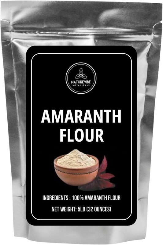 Naturevibe Botanicals Amaranth Flour 5 lb | 100% Whole Grain Gluten-Free Flour | High Protein & Fiber | Non-GMO | Ideal for Baking, Rotis, Pancakes, Breads & Healthy Gluten-Free Cooking