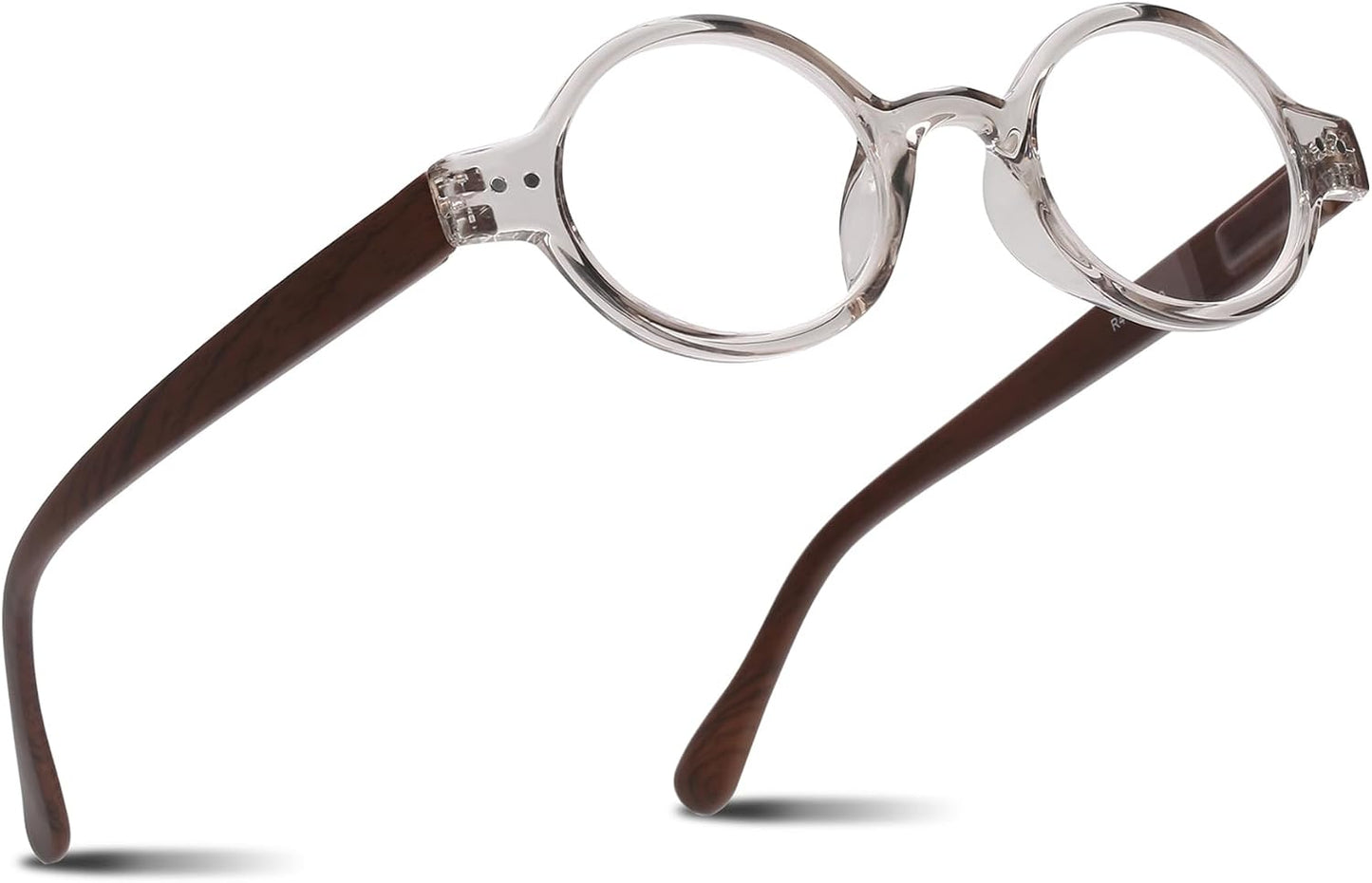 2SeeLife Small Round TR-90 Reading Glasses for Men & Women - Narrow-Medium Fit, Sturdy Frame, Spring Hinges, Retro Readers, Clear, +2.75