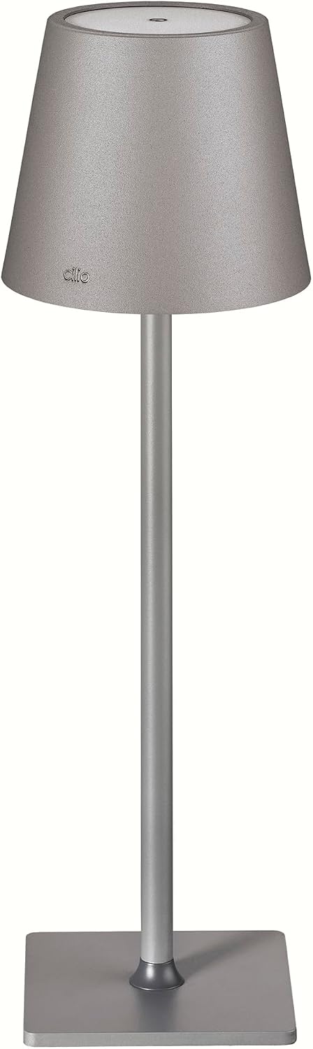 Cilio Sole LED Table Lamp with Touch Sensor, Dimmable with Memory Function, Up to 13 Hours of Lighting Time, for Indoor and Outdoor Use, Metal/Plastic, 13.75" H, 4.25" Diameter, Gray
