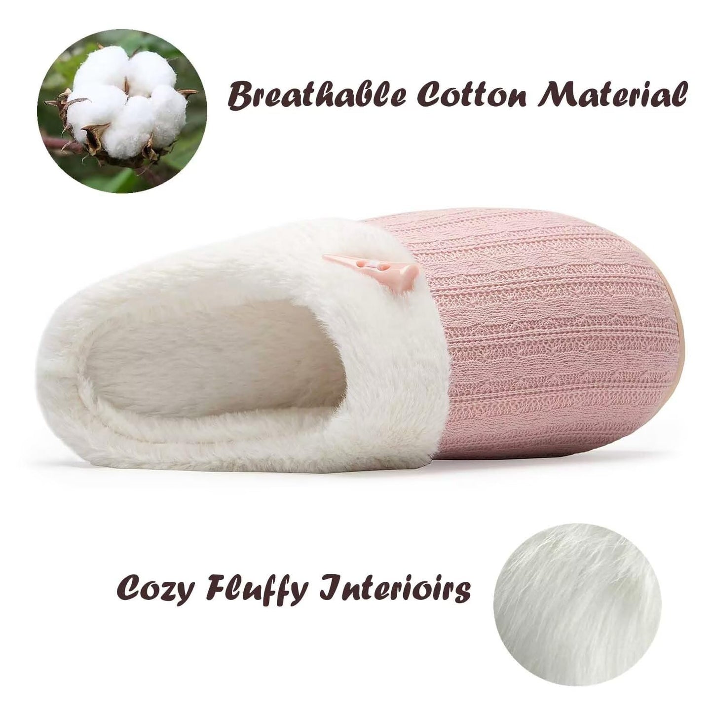NineCiFun Women's Slip on Fuzzy Slippers Memory Foam House Slippers Outdoor Indoor Warm Plush Bedroom Shoes Scuff with Faux Fur Lining size 7 8 pink