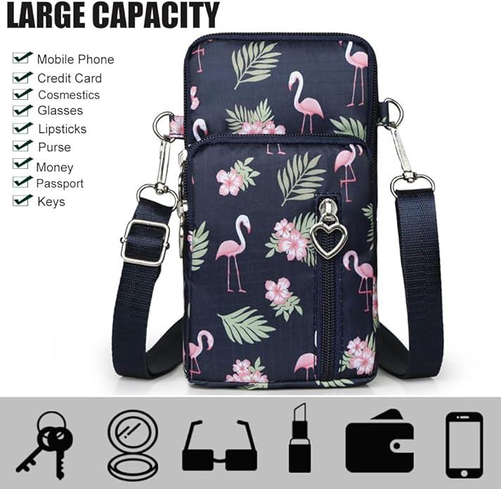 JANKS Small Crossbody Bag for Women - Mini Phone Purses with Crossbody Strap and Wallet - Nylon Arm Bag