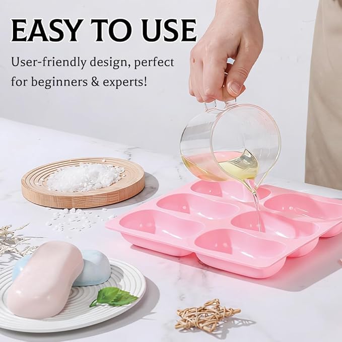 SJ Silicone Soap Molds 2 Packs, DIY Soap Molds for Soap Making, 6 Cavity Mold for Homemade Craft Soap Mold, Bath Bombs