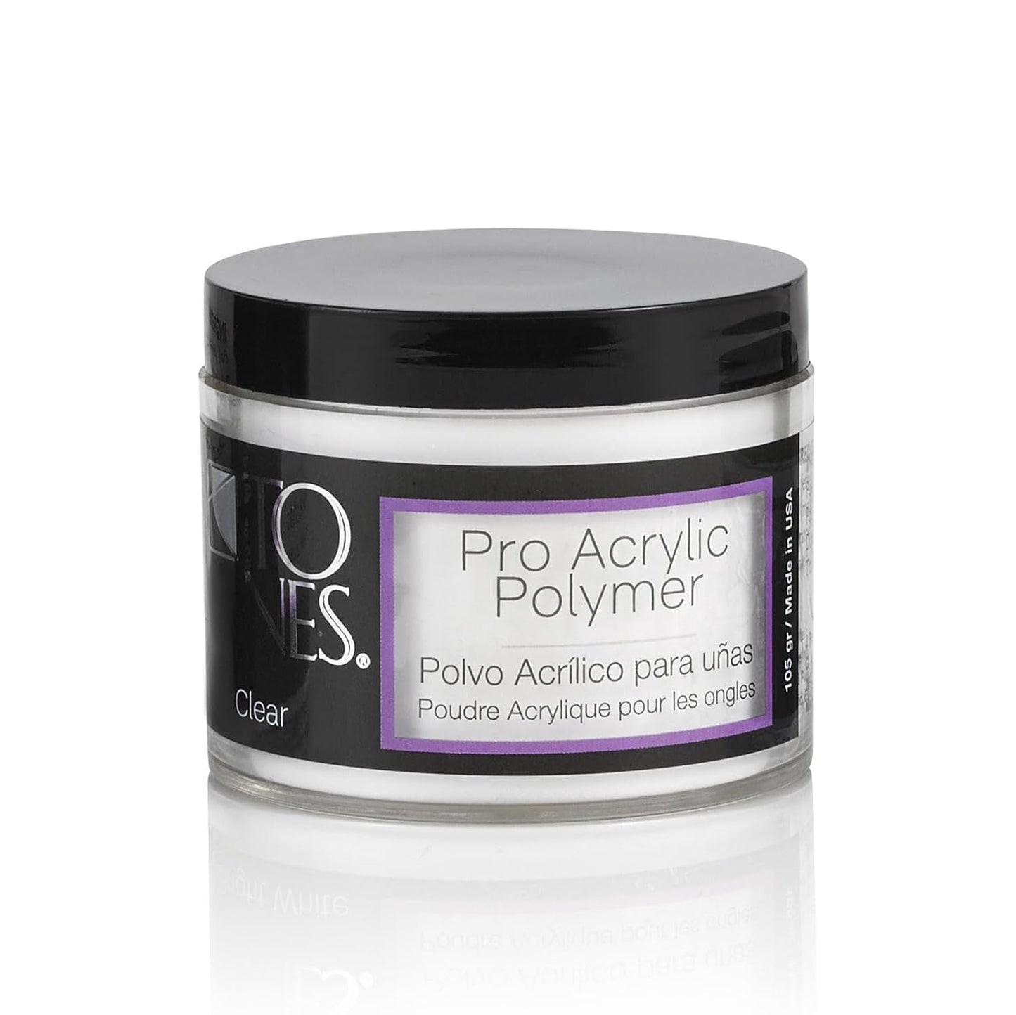 Tones Pro Acrylic Nail Powder, Sparkling Clear (Clear with Sparkles), (8.5 Fl Oz) - Long-Lasting & Non-Yellowing Polymer for Salon Quality Nail Extensions & 3D Art