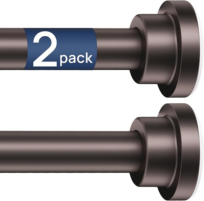 ENJOYBASICS 2 Pack Adjustable Spring Tension Curtain Rods 32 to 54 Inches, Stainless Steel Bronze Shower Rod No Drilling for Window, Bathroom, Closet, Room Divider, 7/8" Diameter