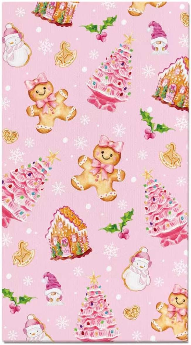 200PCS Christmas Paper Napkins Gingerbread Man Candy Cane Snowflake Guest Napkins Decorative Hand Towels Xmas Winter Lunch Dinner Napkin for Xmas Bathroom Wedding Birthday Baby Shower Party Decoration