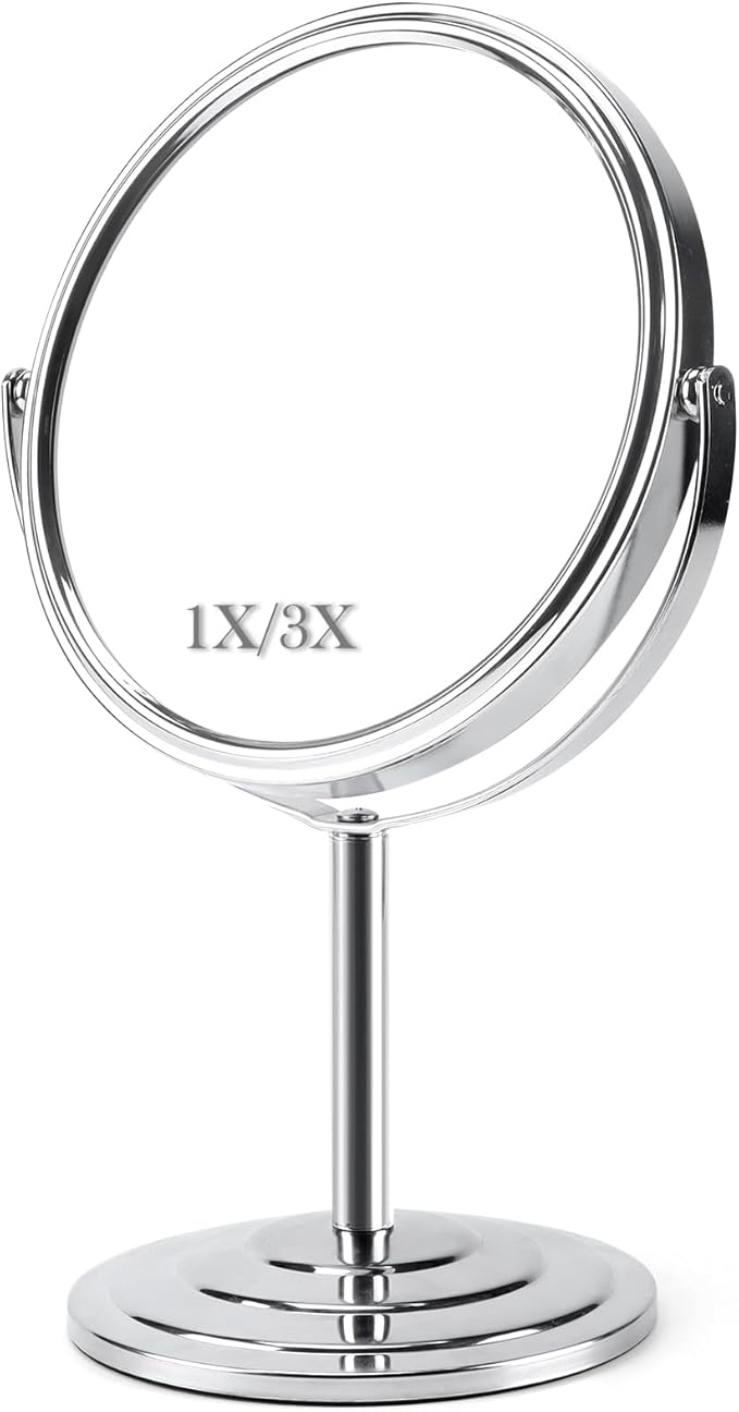 Schliersee Magnifying Vanity Makeup Mirror 7 Inch, 360Â°Rotation Double Sided Magnification for1X, 3X, Desk Table Mirror