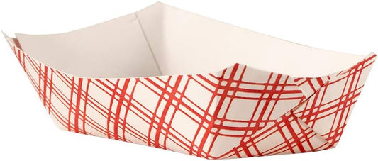 Empress EFT50 Plaid Food Tray, 1/2 lb. Capacity, 6" Height, 13" Width, 3.75" Length, Red (Pack of 1000)