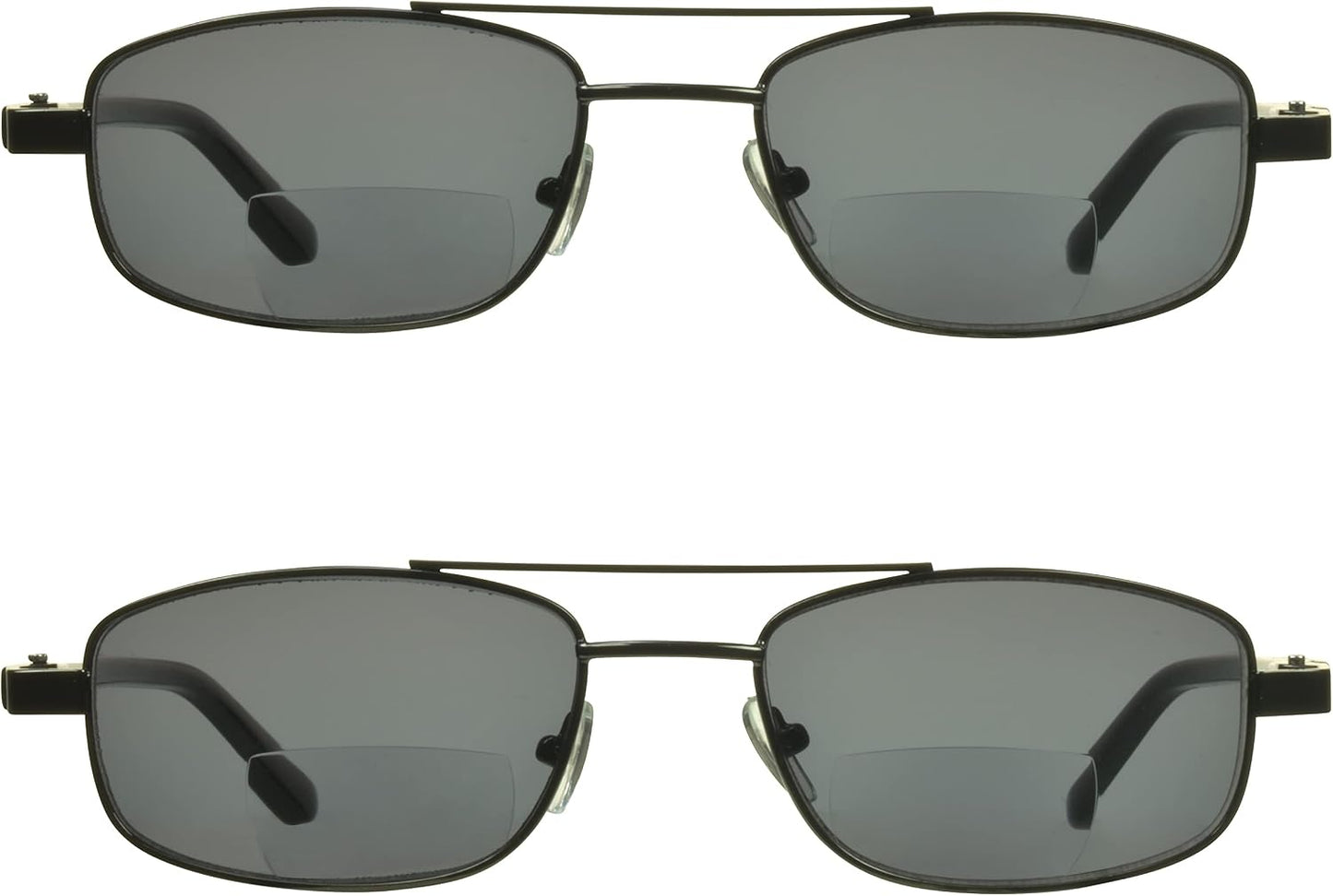 proSPORT Bifocal Reading Sunglasses Square Aviator Outdoor Readers Men Women Black Bronze Gunmetal Frame HD Brown Grey Lenses