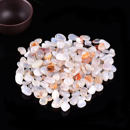 AtkitS 50g-100g Natural Crystal Gravel Specimen Rose Quartz Amethyst Home Decor Colorful for Aquarium Healing Energy Stone Rock Mineral (Color : White Agate, Size : 50g)