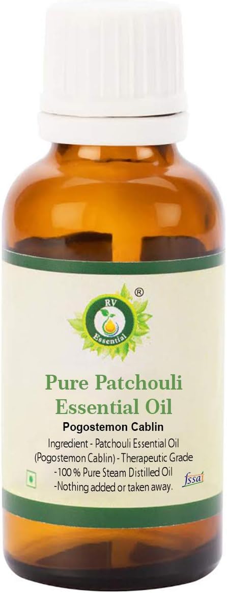 Patchouli Essential Oil | Pogostemon Cablin | Patchouli Oil | for Body | for Diffuser | for Hair | for Skin | 100% Pure Natural | Steam Distilled | Therapeutic Grade | 5ml | 0.169oz by R V Essential