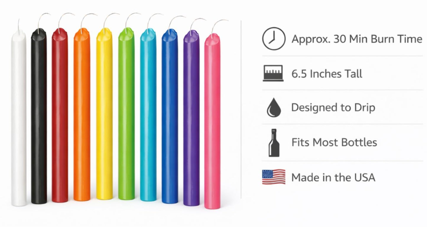 Funny Guy Mugs - Blue Drip Candles 6 Pack – Unscented Wax Candle Sticks for Weddings, Parties, Gothic & Halloween Decor – 6.5″ Tall Slow Drip Candles for Wine Bottles & Events