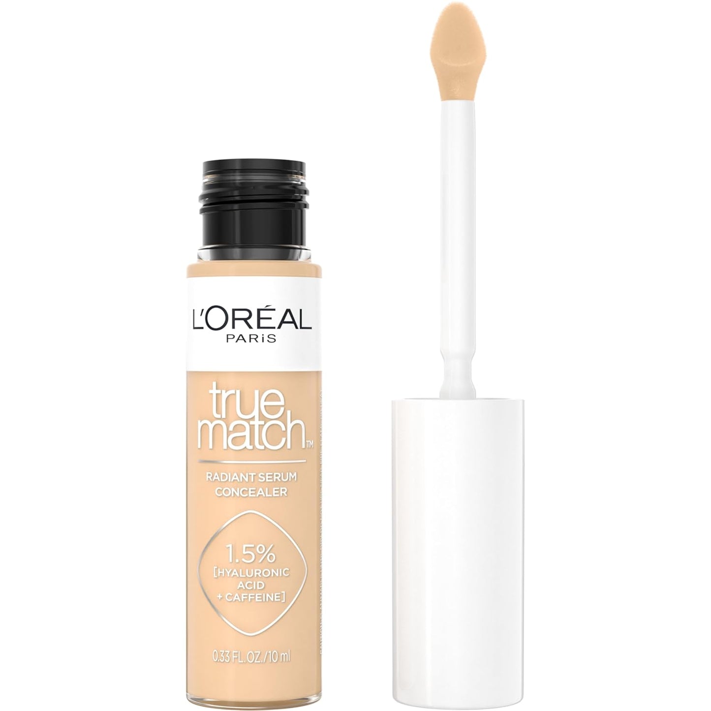 LâOrÃ©al Paris True Match Radiant Serum Concealer, Brightening Under Eye Concealer Make Up with 1.5% Hyaluronic Acid and Caffeine, W4, 0.33 Oz