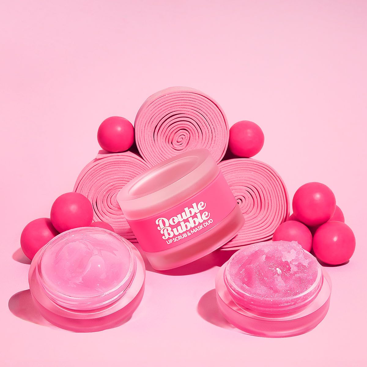 Beauty Bundle Lip Care AmorUs Double Bubble Lip Mask & Scrub Duo For Dry/Chapped/Cracked Lips Lip Exfoliant Promotes Healing & Collagen Lip Mask