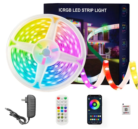 100 ft(2 Rolls of 50ft) IC+RGB,Led Lights for Bedroom,Music Sync Color Changing,Led Strip Lights,with Remote App Control Led Strip,Led Lights for Room Home Kitchen Decor Party