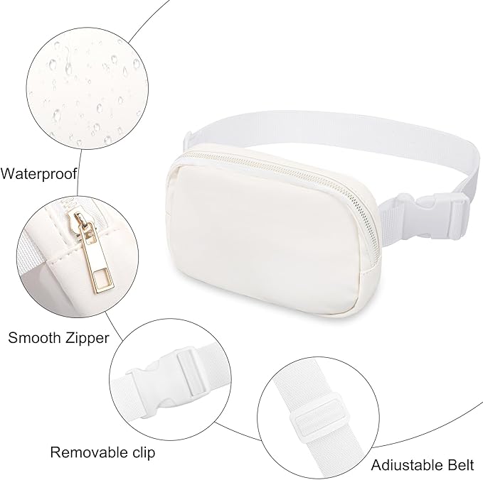 VOROLO Fanny Pack For Women And Men Crossbody Bag Belt Bag with Adjustable Strap Graduation Gifts PU White