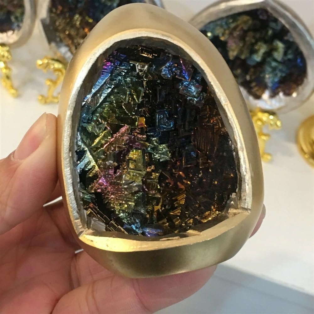 Natural Rainbow Bismuth Ore Egg Quartz Crystal geode Specimen 1pc