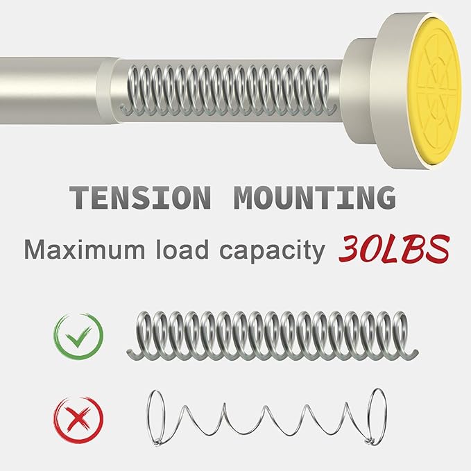 Thestoa Brushed Nickel Shower Curtain Rod Adjustable 43-92 inch, 1"Diameter Spring Tension Curtain Rod No Drill, Anti-Rust Non-Slip Shower Rod for Bathroom Tension Rod