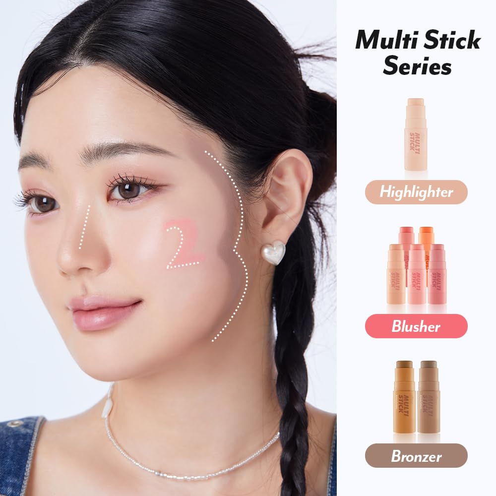 I'M MEME Highlighter - I'm Multi Stick 001 Champagne Gold | Easy Blending, Matte Finish, Suitable for Beginners, Lightweight Formula, Daily Use, Natural Blur Effect, 0.24 Oz