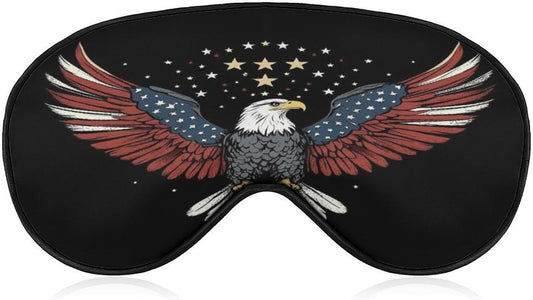 Blackout American Flag and Bald Eagle Patriotic Black Eye Covers for Sleeping Travel Airplane Home, Weighted Sleep Mask, Soft Night Blindfold with Adjustable Elastic Strap