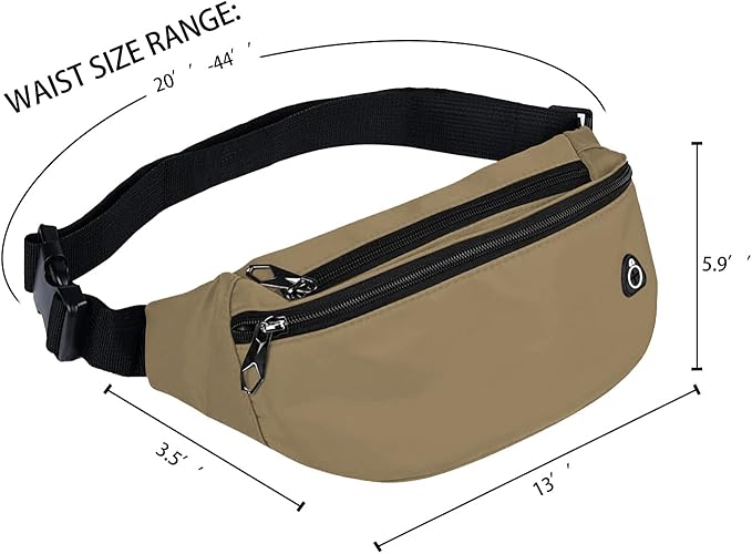 Fanny Packs for Men and Women, Waterproof Sports Waist Pack Bag for Travel Hiking Running Hands-free