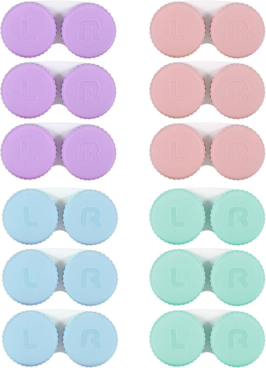 12Pcs Colorful Contact Lens Case Outdoor Portable Mini Contact Lens Kit Mini Case for Outdoor Travel and Daily Use(multi-color)