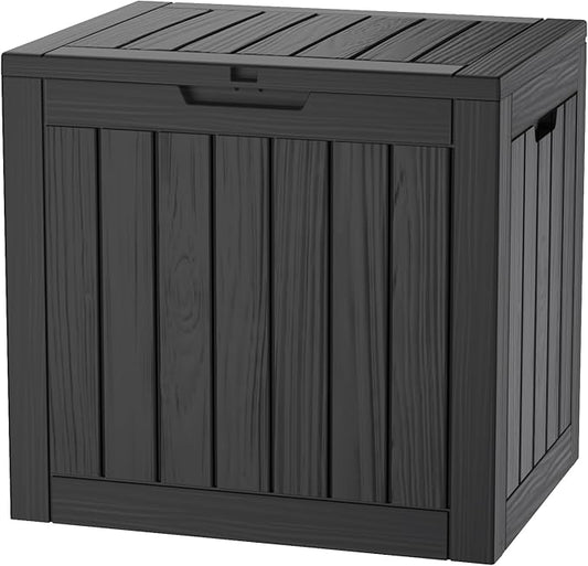 29 Gallon Resin Deck Box Waterproof Outdoor Storage Box for Patio Furniture Pool Accessories Indoor Storage for Cushion Garden Tools, Black