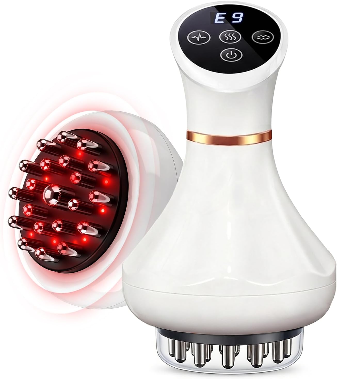 Lymphatic Drainage Massager, 5-in-1 Anti Cellulite Massage Tool,Reduce the Appearance of Cellulite & Stretch Marks, Microcurrent, Red Light, Heat & Vibration, Suitable for Full-Body,White
