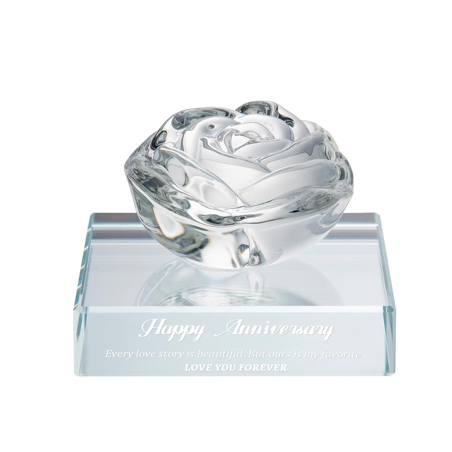 PEEYHONY Gift for Women, Eternal Crystal Rose Flower Figurine Ornament Wedding Anniversary Love Gift for Love One, Happy Anniversary Day Gifts Ideas for Wife Girlfriend Couple Her