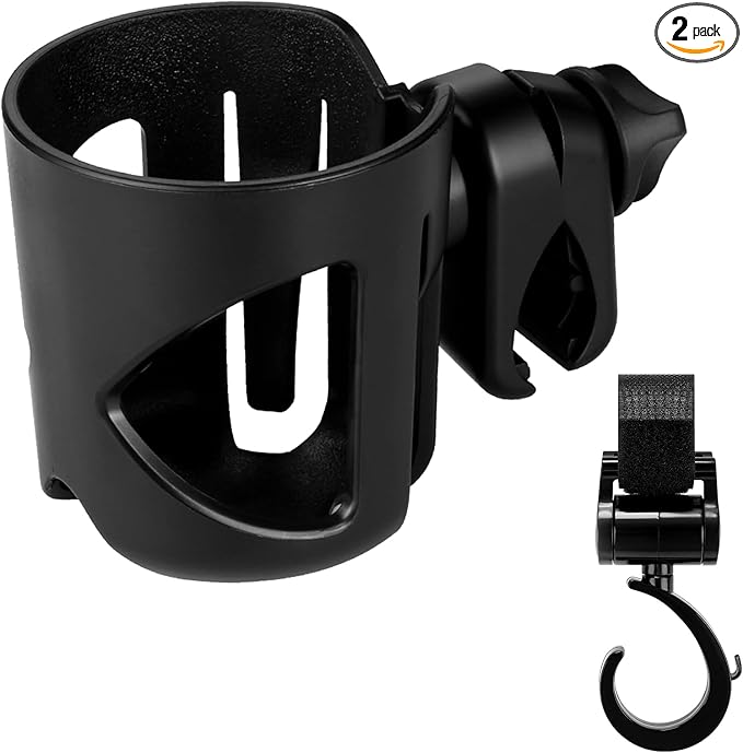 Accmor Universal Cup Holder with Hook, Stroller Cup Holder, 360° Rotatable Large Caliber Designed Bottle Holder for Stroller, Bike, Wheelchair, Walker, Scooter