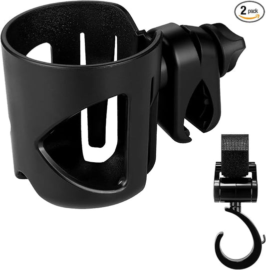 Accmor Universal Cup Holder with Hook, Stroller Cup Holder, 360° Rotatable Large Caliber Designed Bottle Holder for Stroller, Bike, Wheelchair, Walker, Scooter