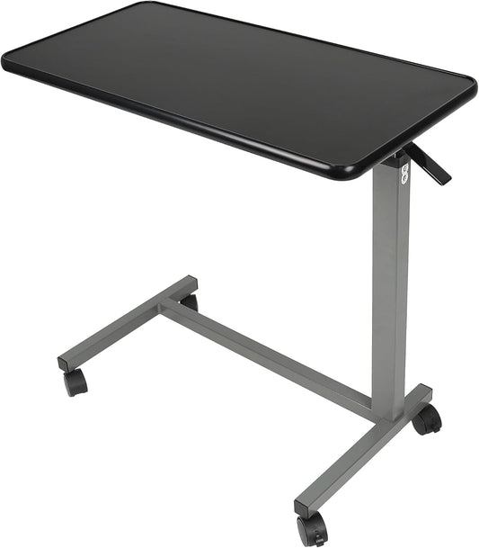 Vaunn Medical Pneumatic Adjustable Overbed Bedside Table with Wheels (Hospital and Home Use)