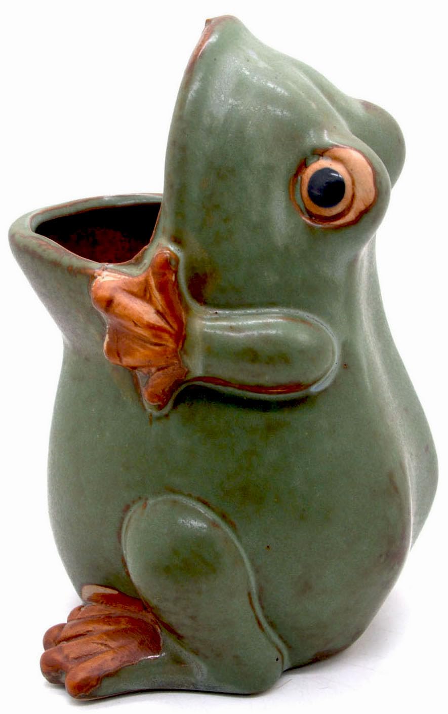 MONMOB 7" Ceramic Frog Shaped Plant Pot for Bonsai Flower Succulent Planter Candy Dish Pencil Holder Decor Multipurpose Green Frog Gift"
