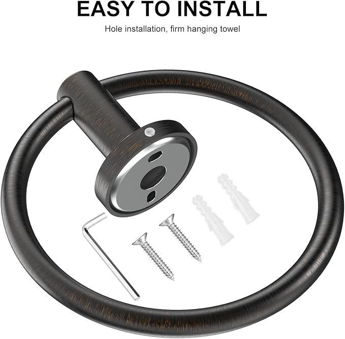 SetSail Towel Holder Stainless Steel Towel Ring for Bathroom Wall Screw-in Hand Towel Holder 3 Packs Towel Hanger for Bathrooms Oil Rubbed Bronze