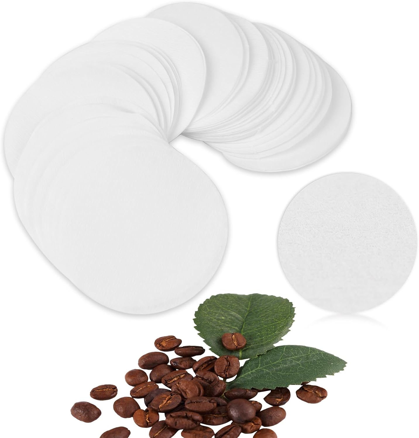 CEYAZYE 200 PCS Round Coffee Filter Paper, 56 mm Disposable Coffee Filters, Moka Coffee Pot Filter for Espresso Machine Portafilter Moka Pot, Quality Material Paper Fiber Heat Resistance