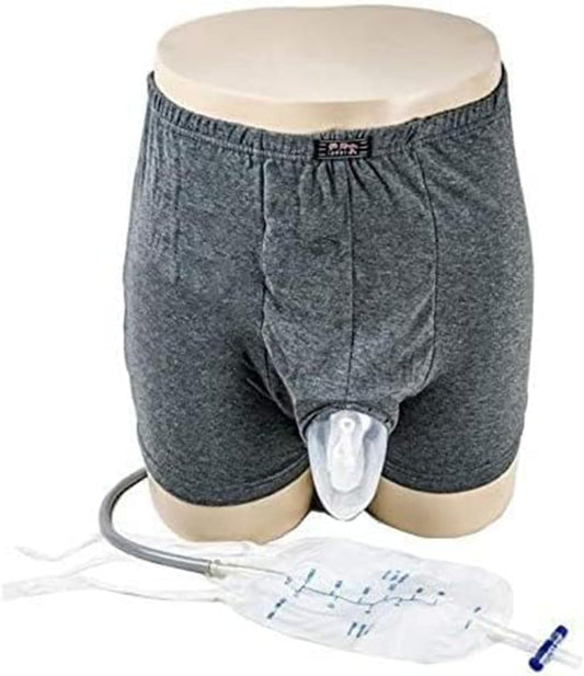 Male Urinal, Urinal Pee Holder, Reusable Wearable Men's Urinal with Elastic Waistband,Collection Urinal Bag with Two 500ml Urine Collection Bag,Large