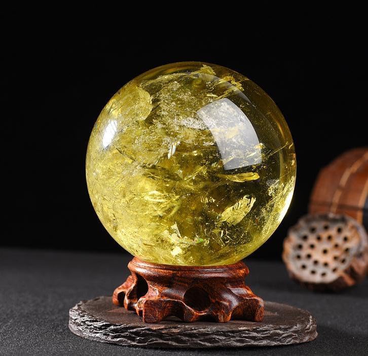 Yellow Crystal Ball raw Stone Ornaments Home Office Gift Yellow Crystal Ball Ornaments,Yellow,30~40mm