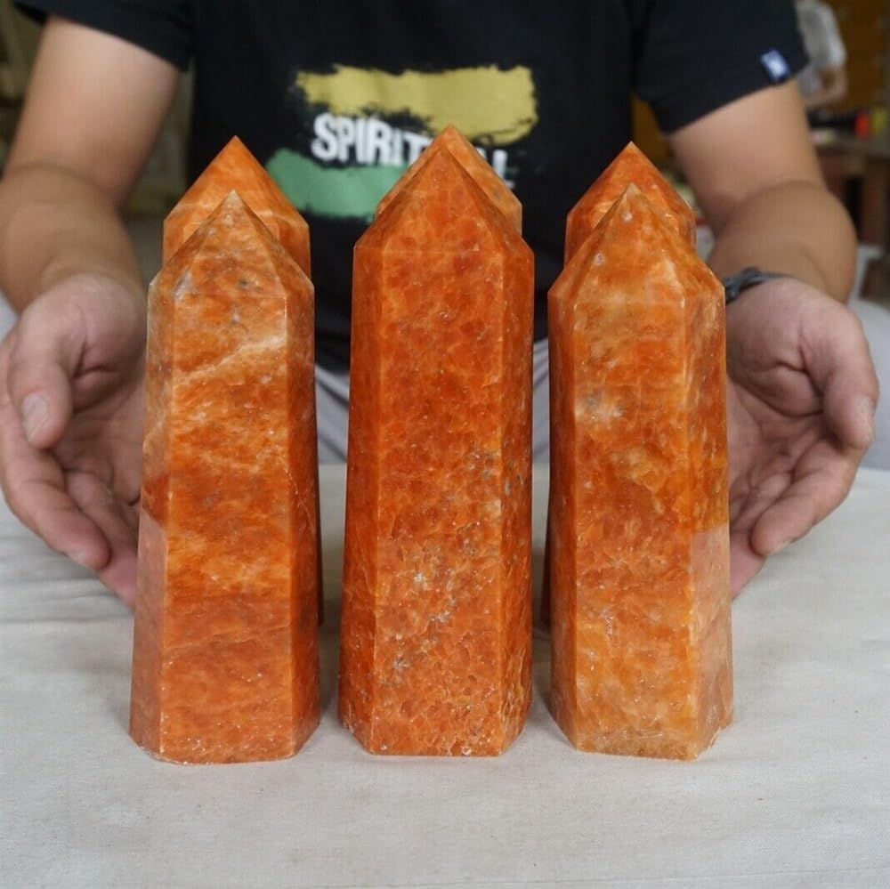 AtkitS Natural Sunstone Quartz Crystal Point Tower Polished Healing (Size : 350-400g)