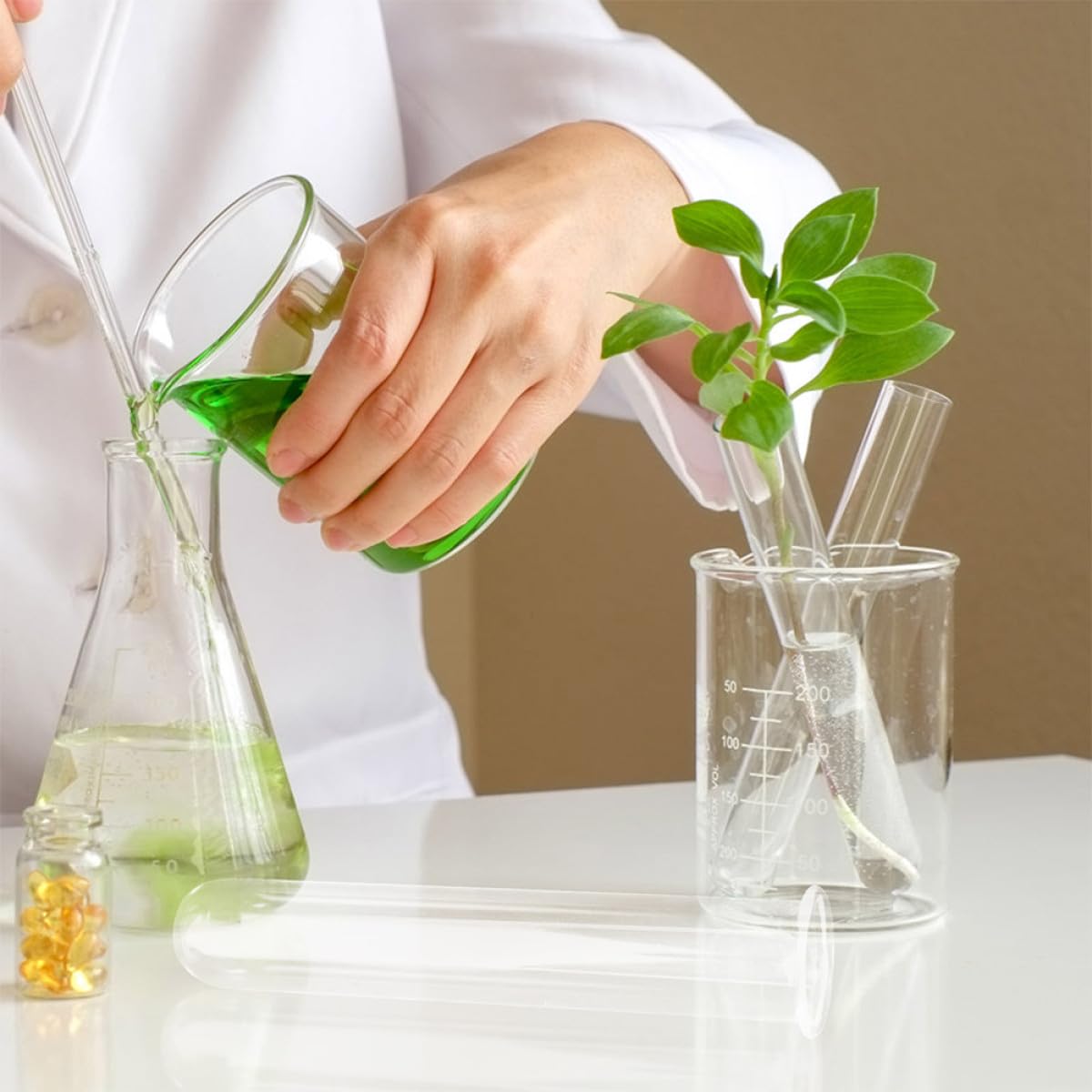 Abaodam 4pcs Glass Propagation Test Tube Vases Hydroponic Plant Tubes 2.5x3x18cm Glass Terrarium Planter for Home Office Desk Decoration