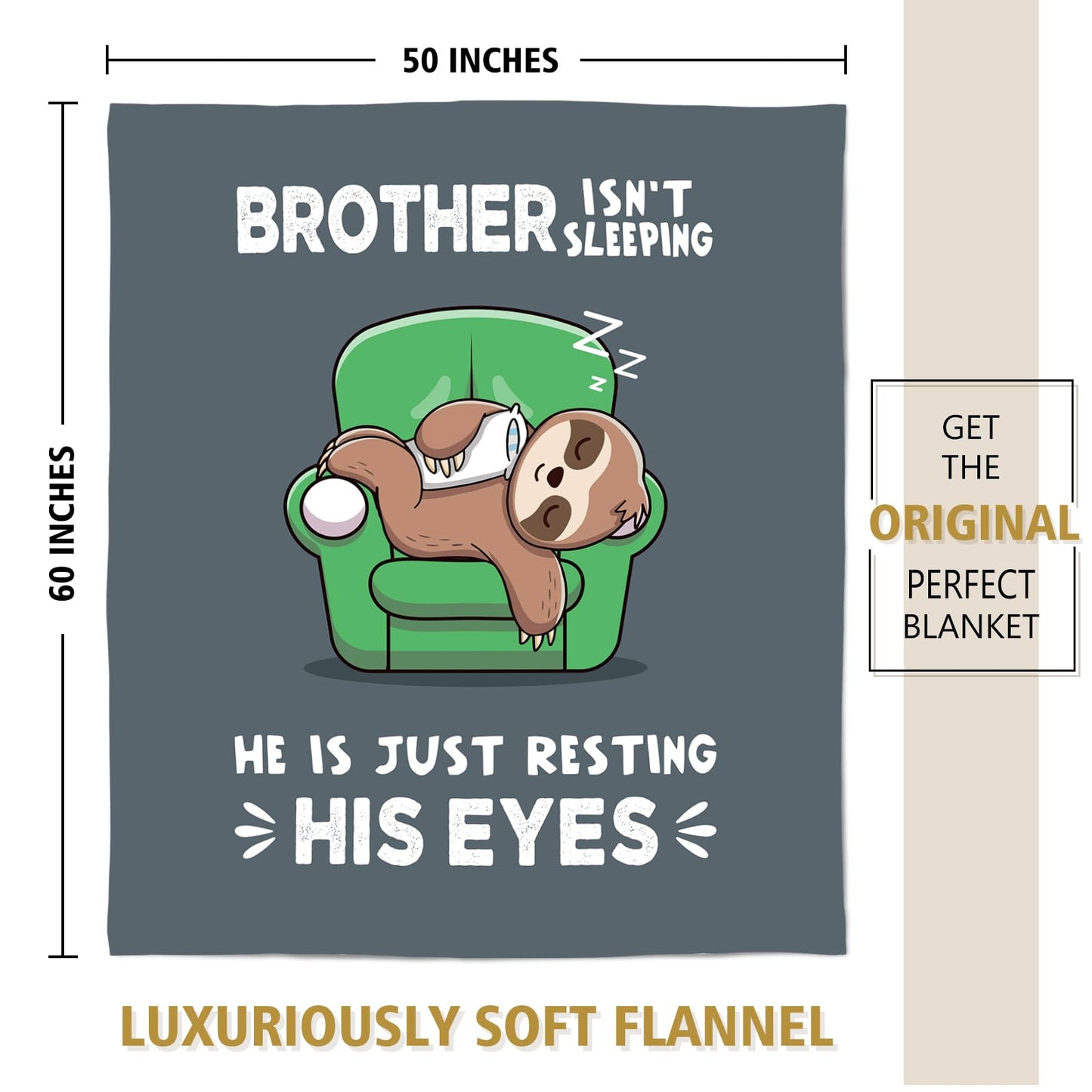 Funny Gifts for Brother, Brothers Birthday Gifts, Brother is Not Sleeping Blanket, Big Brothers Gift from Sister for Christmas Fathers Day, 60" x 50"