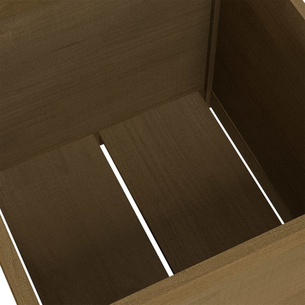 Owoxanthellate Honey Brown Square Wood Planter Set for Outdoor Spaces, 23.6 x 23.6 x 23.6 in Solid Pine Garden Flower Pots, Weathered Finish for Patio Terrace and Balcony