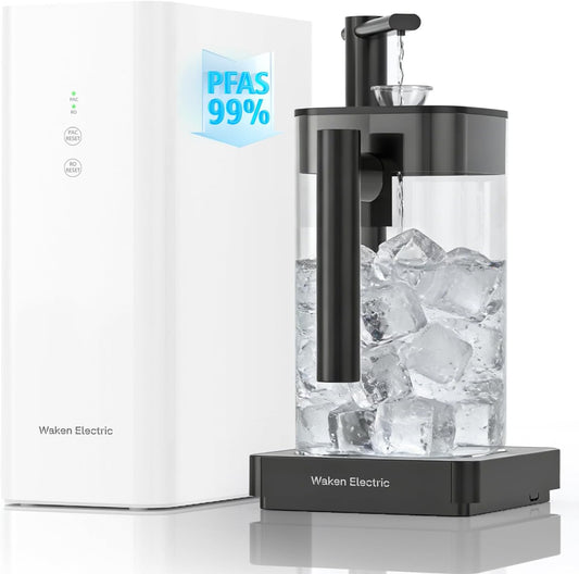 Waken Electric Under-Sink Reverse Osmosis Water Filtration System & Countertop Auto-Fill Pitcher, 2:1 Pure-to-Drain, 4-Stage NSF/ANSI 58 & 372 Certified, 0.0001μm RO for PFAS, Lead & TDS Reduction
