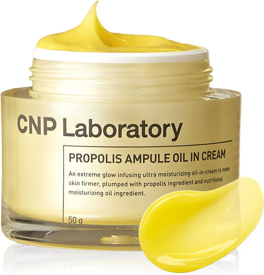 CNP Honey Ceramide Moisturizer with Propolis Extract & Hyaluronic Acid, Propolis Ampule Oil-in-Cream with 5 Oil Blend, Anti Aging Face Cream, for Firm, Radiant Skin, Korean Skin Care (1.76 fl. oz)