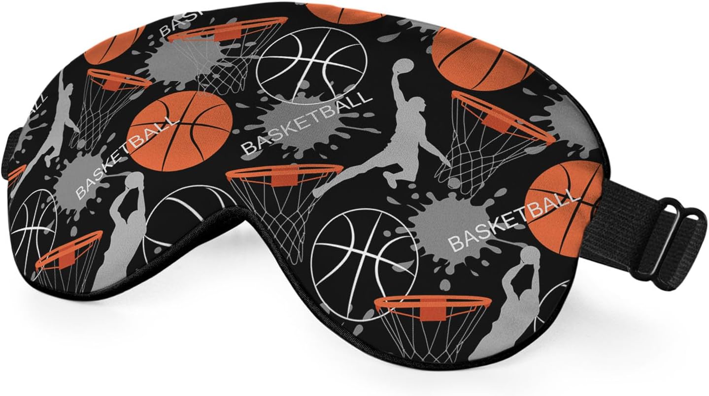 Basketball Game Silk Eye Mask Sleep Mask Sports Youthful Energetic Athletes Eye Mask with Adjustable Strap Lightweight for Women Work Travel Night Sleep
