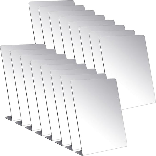Amyhill 16 Pcs Counter Top Mirror Freestanding Mirror Single Sided Acrylic Desk Glass for Tabletop Bedroom Office Bathroom Home Dorm (9 x 10 Inch)