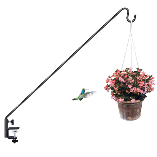 ERYTLLY 3 Inch Clamp Deck Hook 28" Long Deck Hook for Hanging Bird Feeder,Plants,Wind Chimes,Lanterns 1 Pack